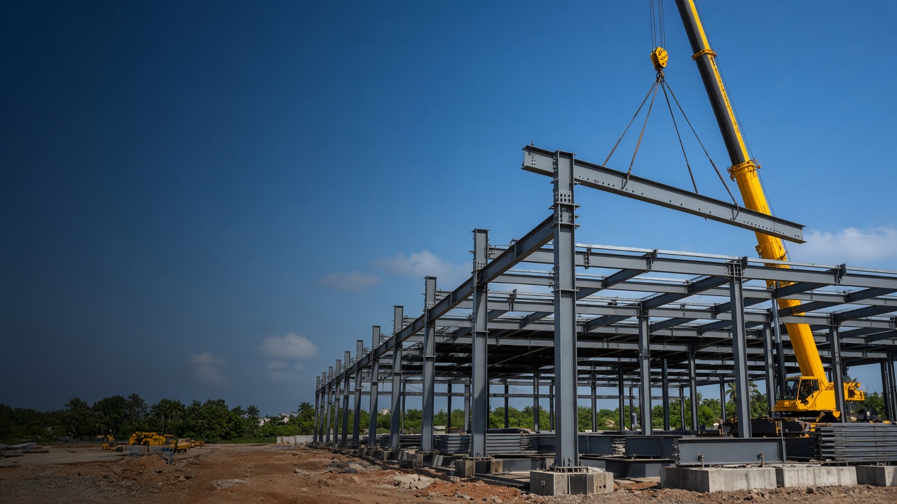 Steel structure under construction